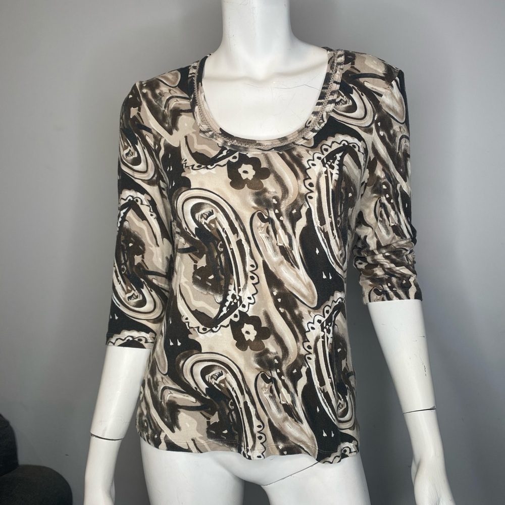 TRIBAL 3/4 sleeve top Stretch Patterned Pullover